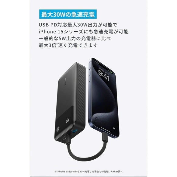 [レンタル] Anker Power Bank (20000mAh, 30W) 大容量 モバイルバッテリー ブラック - 5