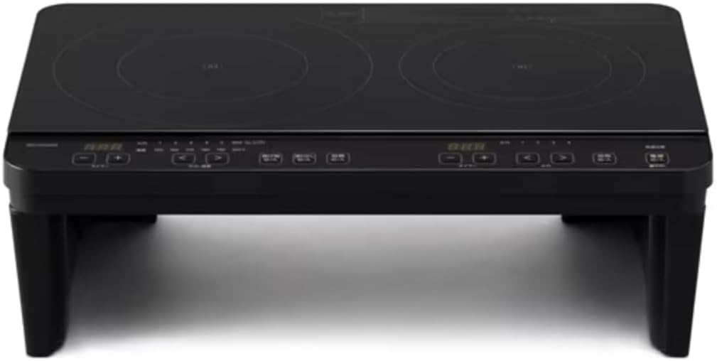 [レンタル] アイリスオーヤマ 2口 IHコンロ IHK-WT41S-B ブラック 1400W スタンド付き - 2