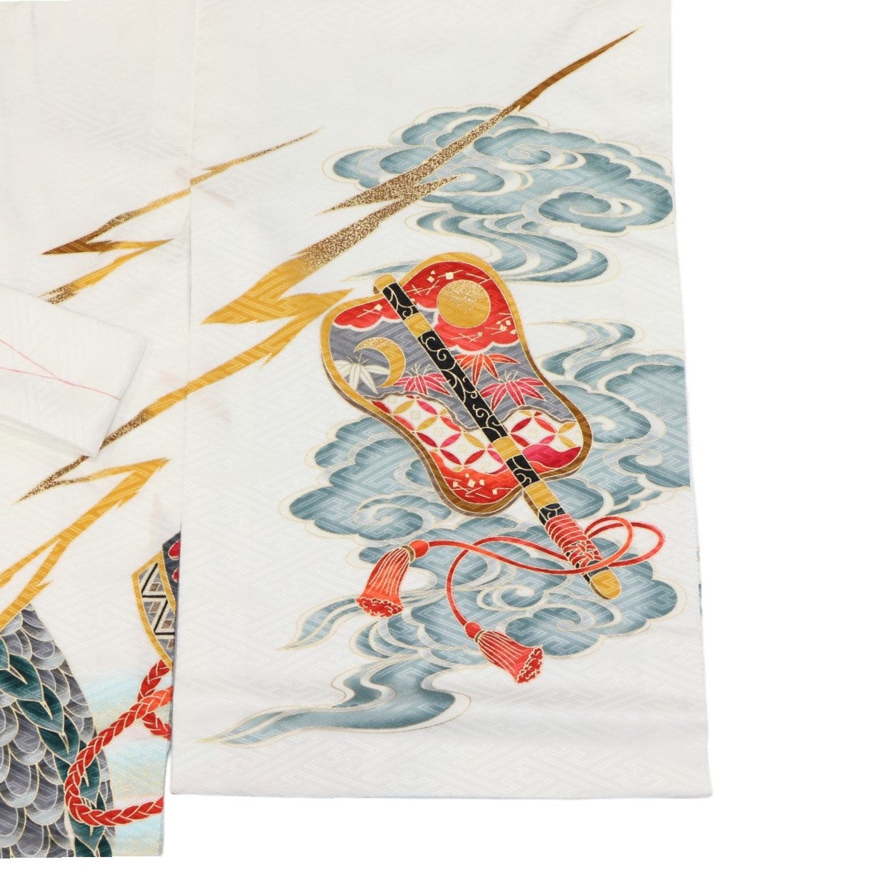 [レンタル] 男の子 お宮参り 産着レンタル6点フルセット 兜に龍 白の宅配レンタル - 3