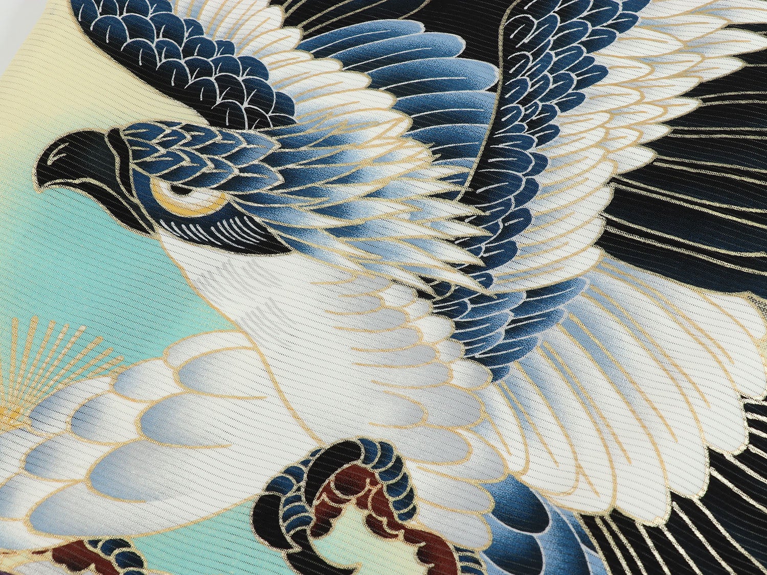 [レンタル] 男の子 お宮参り 産着 絽（夏用） レンタル6点フルセット 正絹 鷹に松+宝尽くし 黒色の宅配レンタル - 4