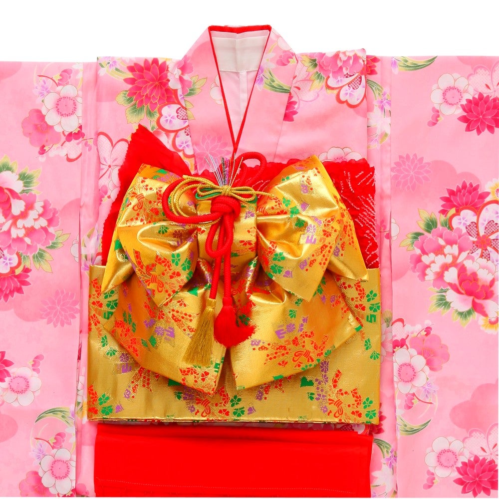 七五三/節句 着物セット 7歳女の子 可憐な牡丹柄