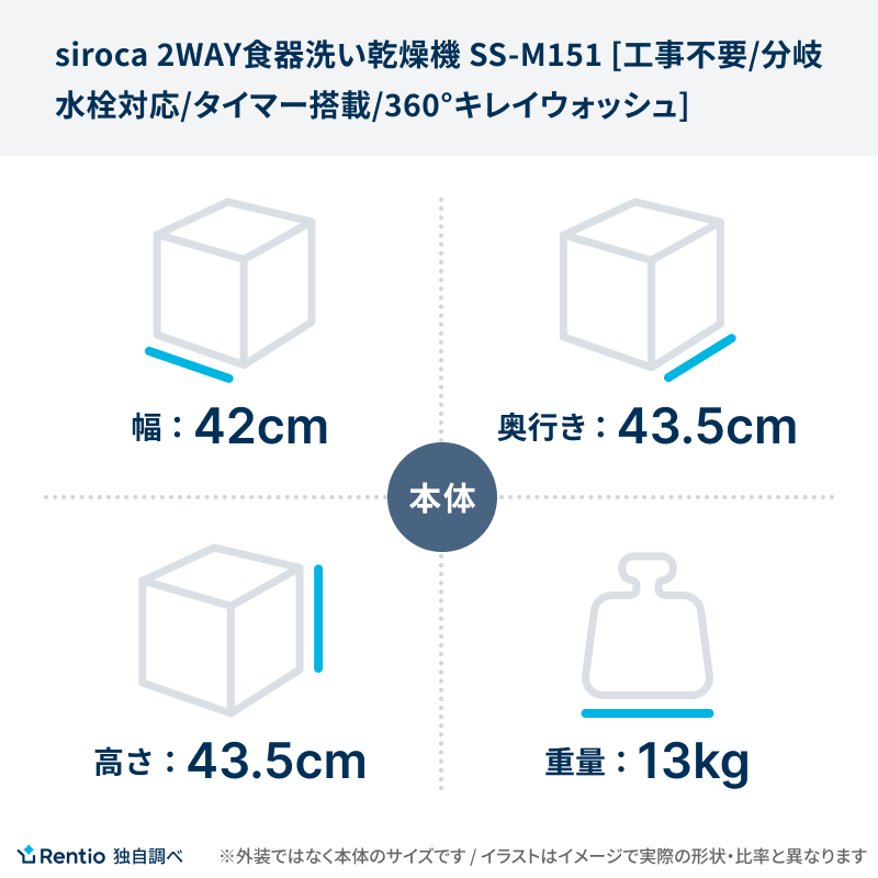 [レンタル] [～食器16点]siroca（シロカ）2WAY食器洗い乾燥機 SS-M151 工事不要 タンク式 分岐水栓対応 - 3
