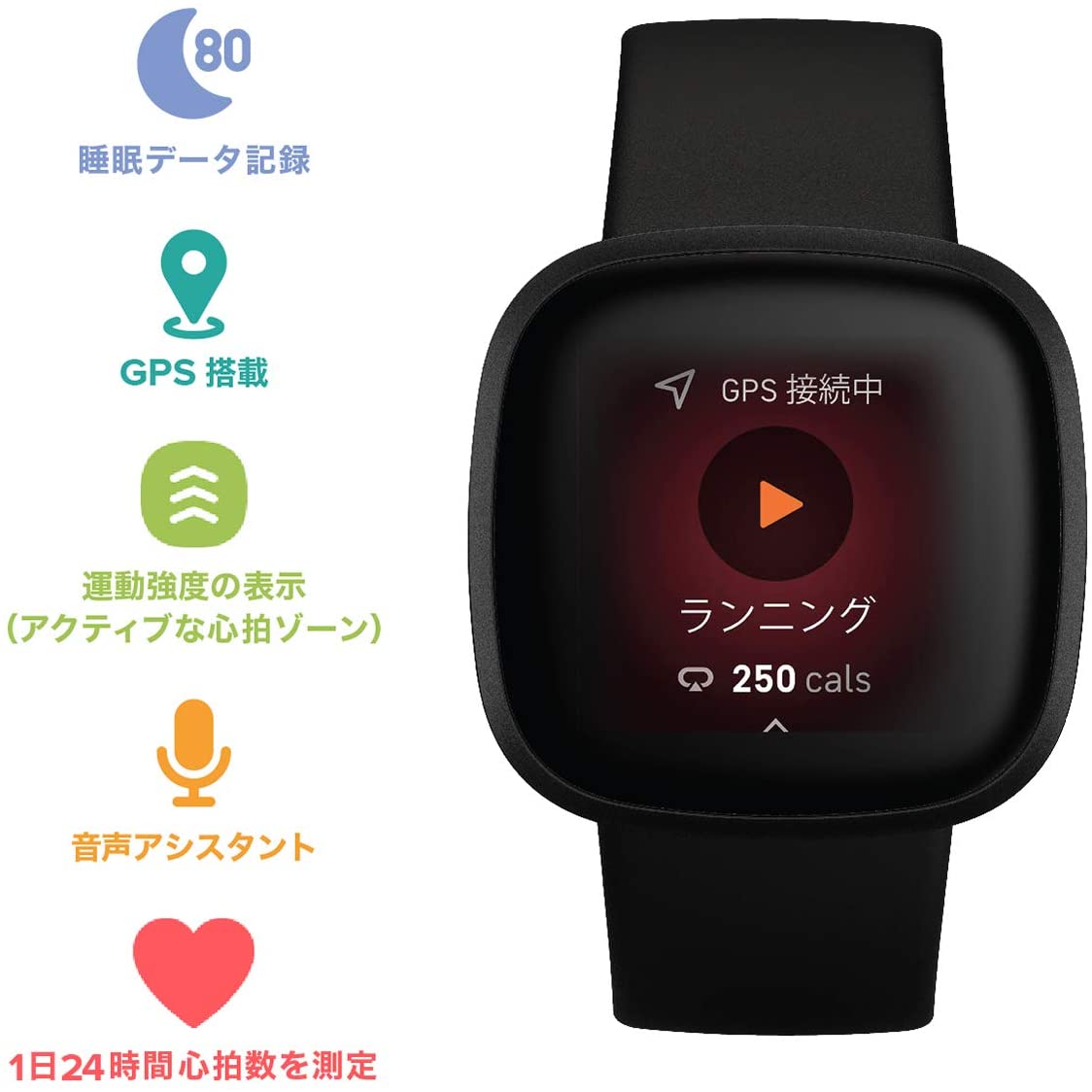[レンタル] Fitbit Versa3 Alexa搭載/GPS搭載 スマートウォッチ Midnight/Soft Gold ミッドナイト/ソフトゴールド - 2