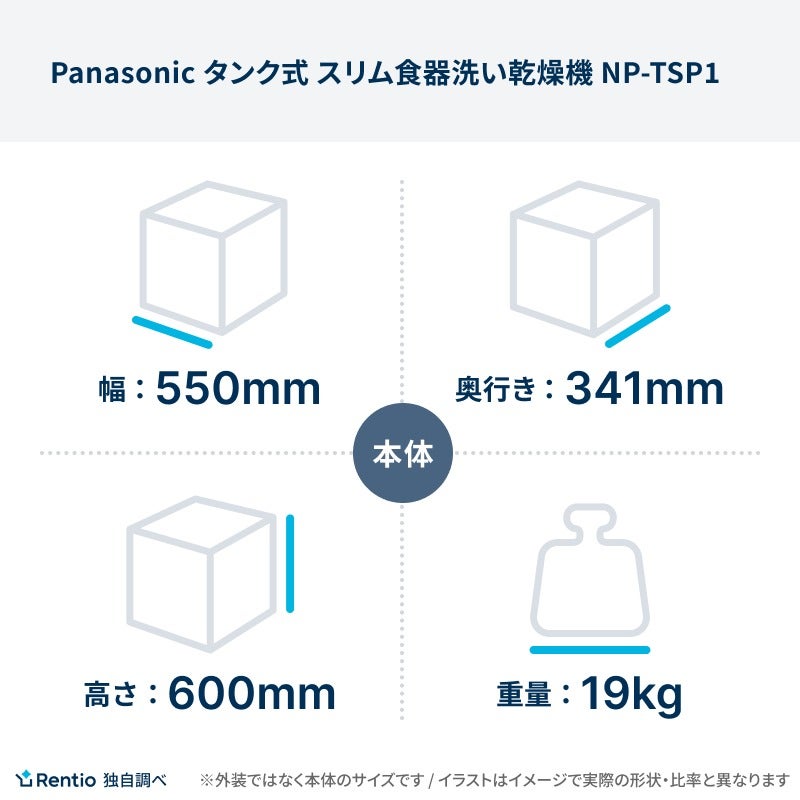 [レンタル] [～食器24点][新品]パナソニック スリム食器洗い乾燥機 NP-TSP1 工事不要 タンク式 4人分 - 2