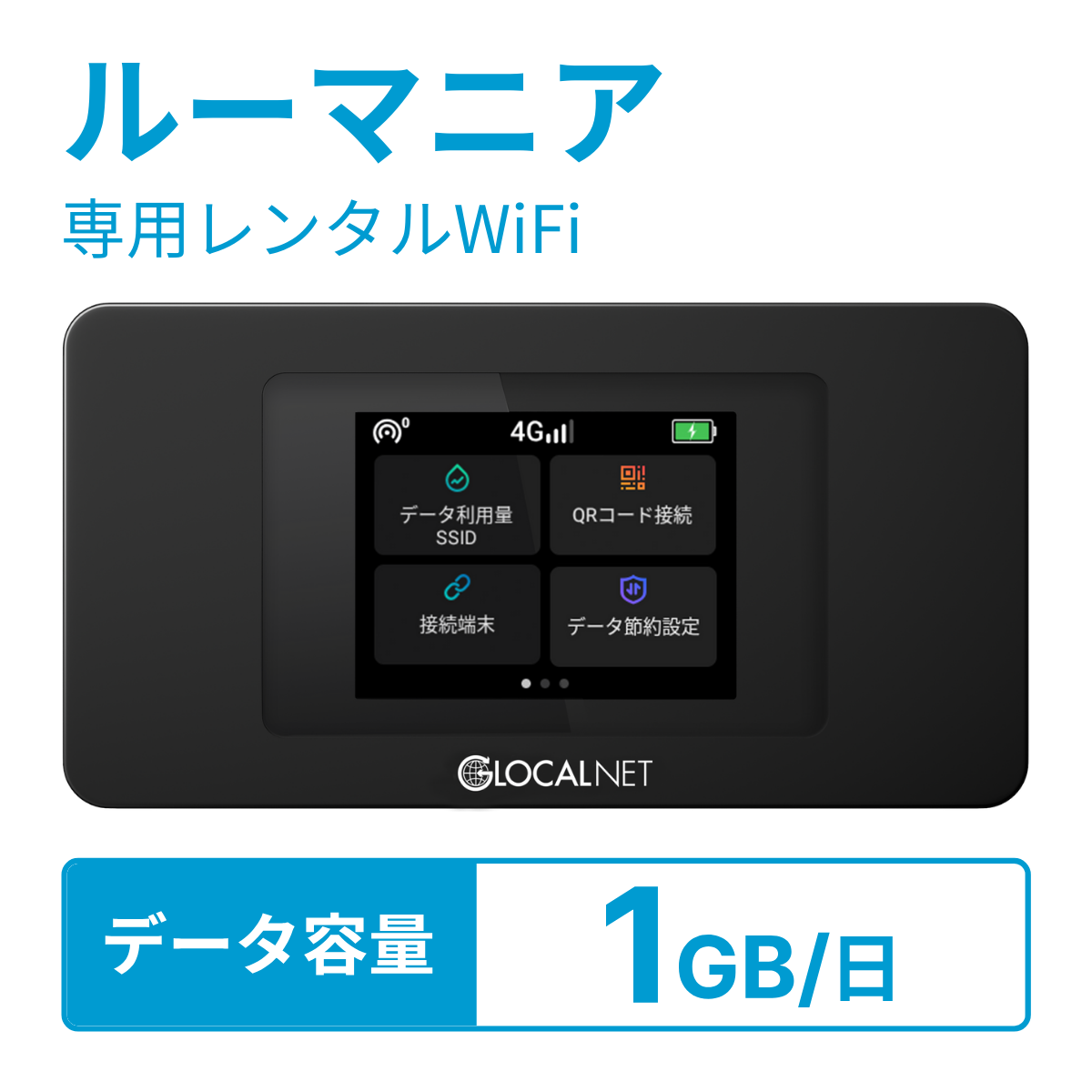 レンティオWiFi ルーマニアWiFi 4G 1GB/日 データ容量プラン