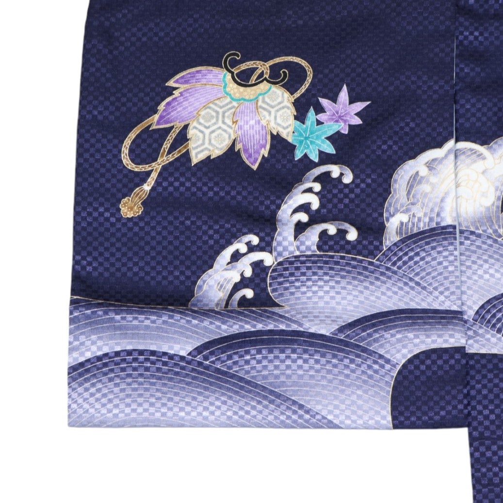[レンタル] 男の子 お宮参り 産着レンタル6点フルセット 鷹に波 紺の宅配レンタル - 4