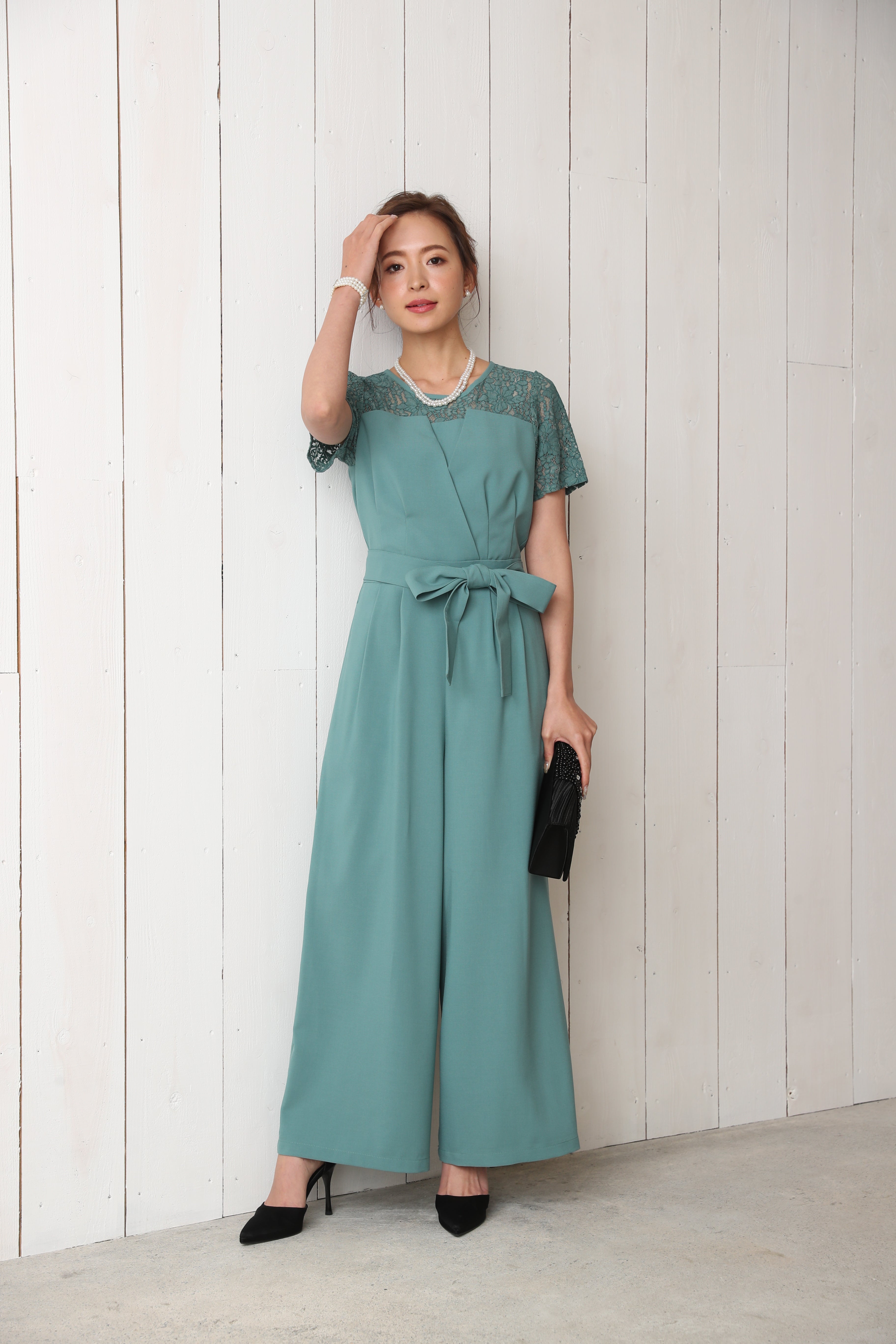 [レンタル] BELINDA DE CAPRIS 袖付きタックテーパード オールインワン パンツドレス ミントの宅配レンタル - 2