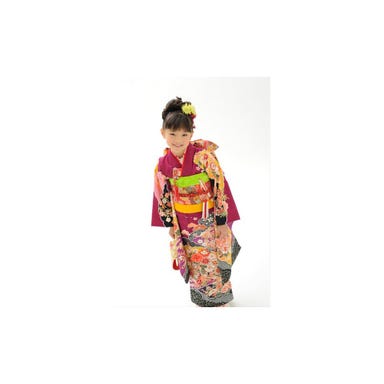 七五三/節句 着物セット 7歳女の子 優雅 御所車 パープル