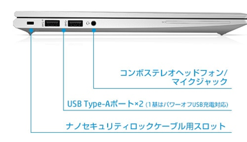 HP EliteBook 830 G8 左側面のインターフェース - 13
