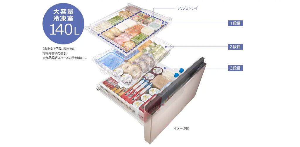 [レンタル] [470L][ファミリー向け][左開き]日立 R-HWS47VL まんなか冷凍冷蔵庫 - 6