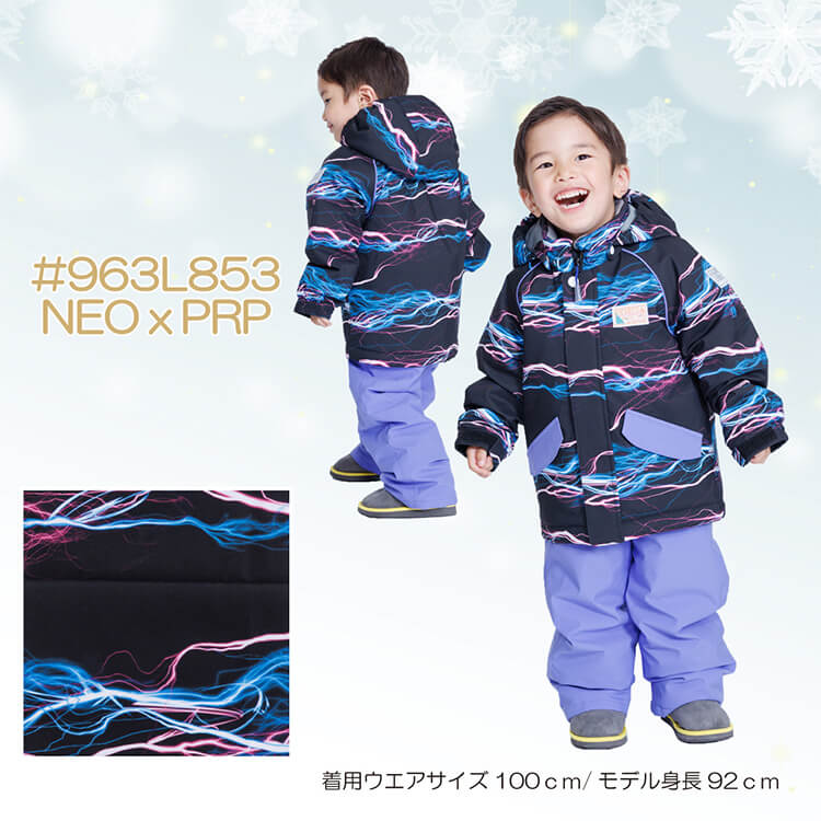 オンヨネ(ONYONE) キッズ スキー・スノボウェア 上下セット ブラック×パープル (100cm～110cm)