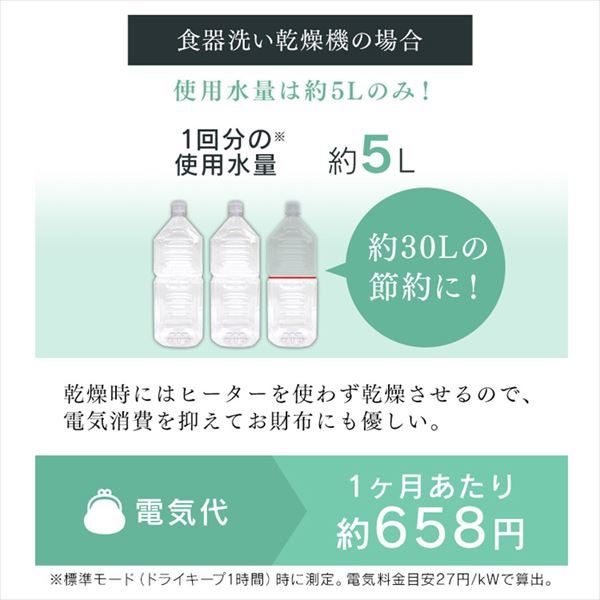[レンタル] アイリスオーヤマ 食器洗い機 食洗機 上下ノズル洗浄 工事不要 ISHT-5000-W - 10