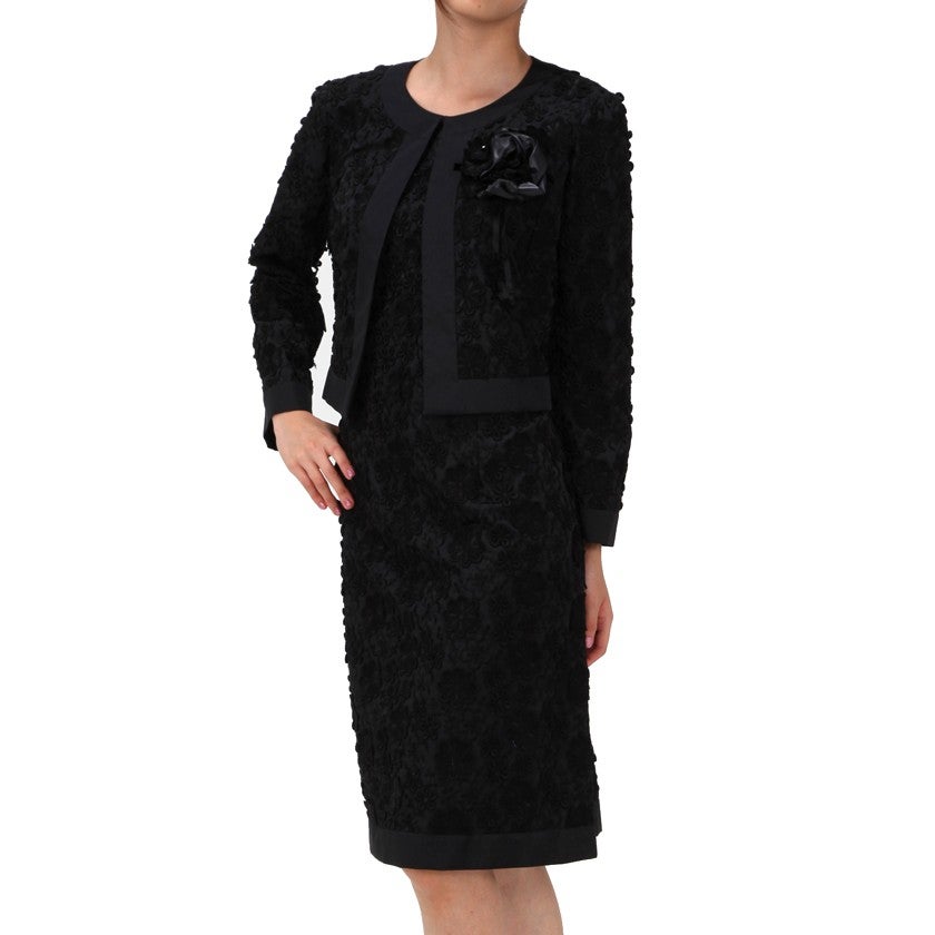 [レンタル] ハロッズ セレモニースーツ3点セット(ジャケット+ミディアムワンピース+コサージュ) ブラックの宅配レンタル - 6