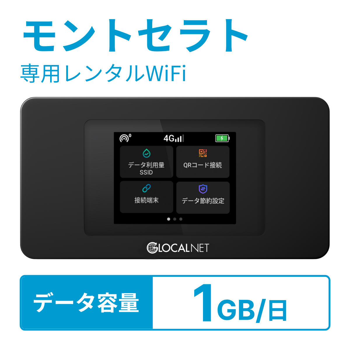 [レンタル] レンティオWiFi モントセラトWiFi 4G 1GB/日 データ容量プラン