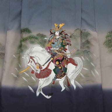 七五三/節句 袴セット 5歳 男の子 武士 荘厳 グレー