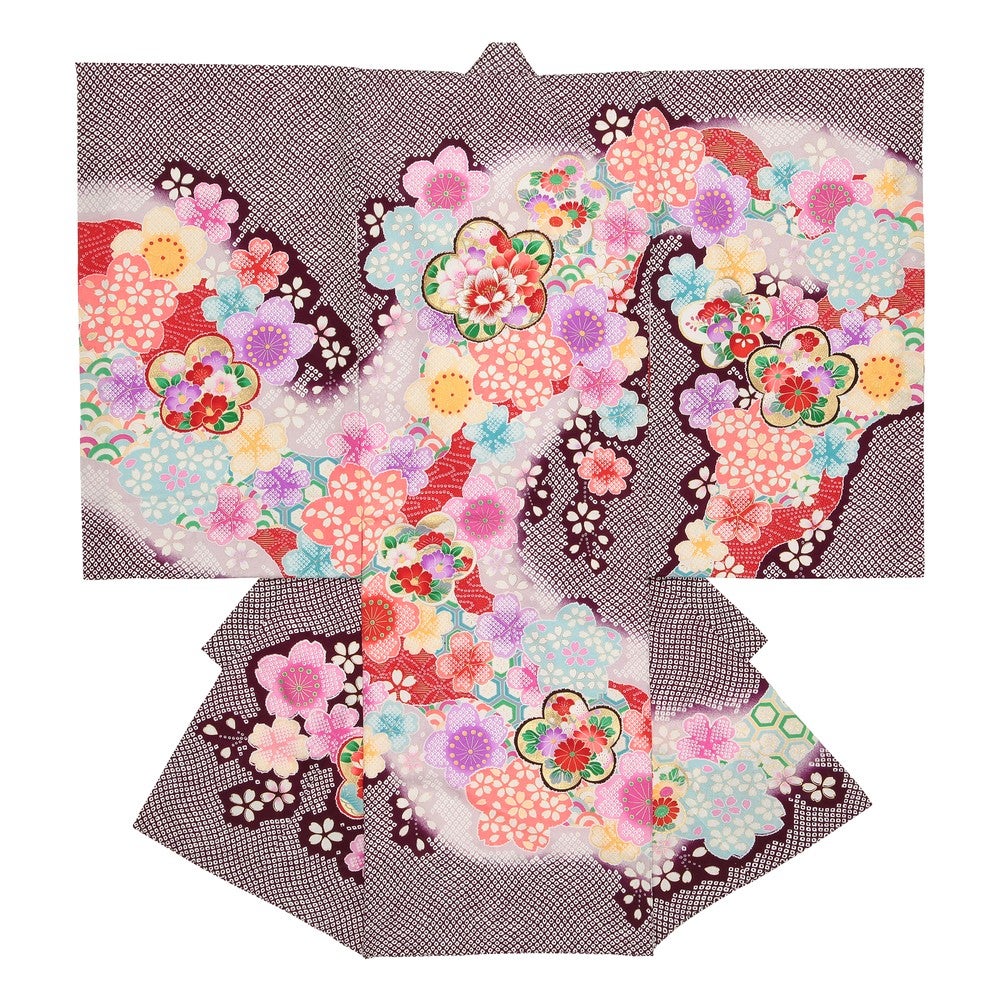 女の子 お宮参り 産着レンタル6点フルセット 正絹 金彩 モダン