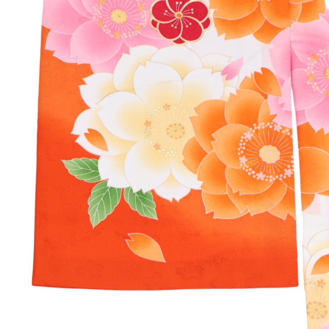 [レンタル] 女の子 お宮参り 産着レンタル6点フルセット 大桜柄 オレンジの宅配レンタル - 3