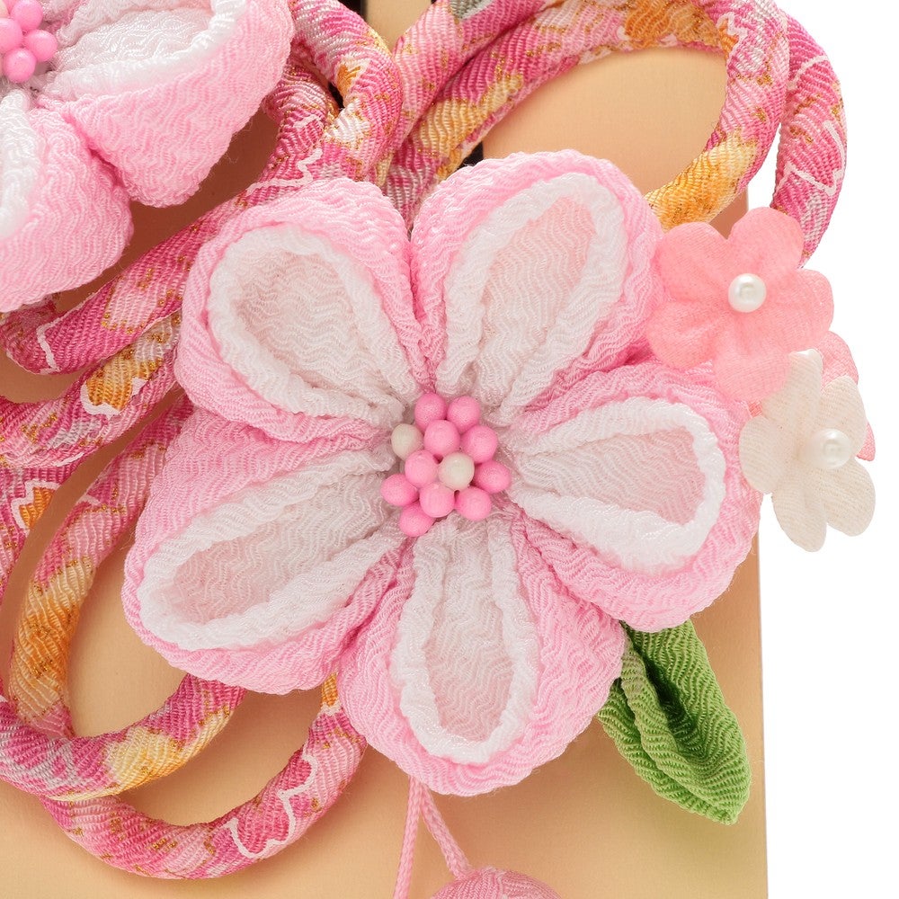 七五三/節句 和装ちりめん髪飾り 梅 パッチン留め (ピンク)