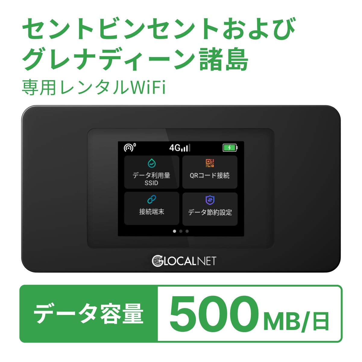 [レンタル] レンティオWiFi セントビンセントおよびグレナディーン諸島WiFi 4G 500MB/日 データ容量プランの宅配レンタル - 1