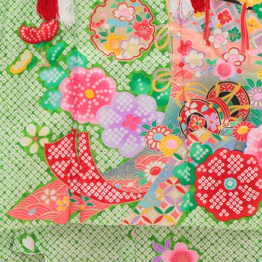 [レンタル] 七五三/節句 被布セット 3歳女の子 被布セット 花々 小太鼓の宅配レンタル - 2