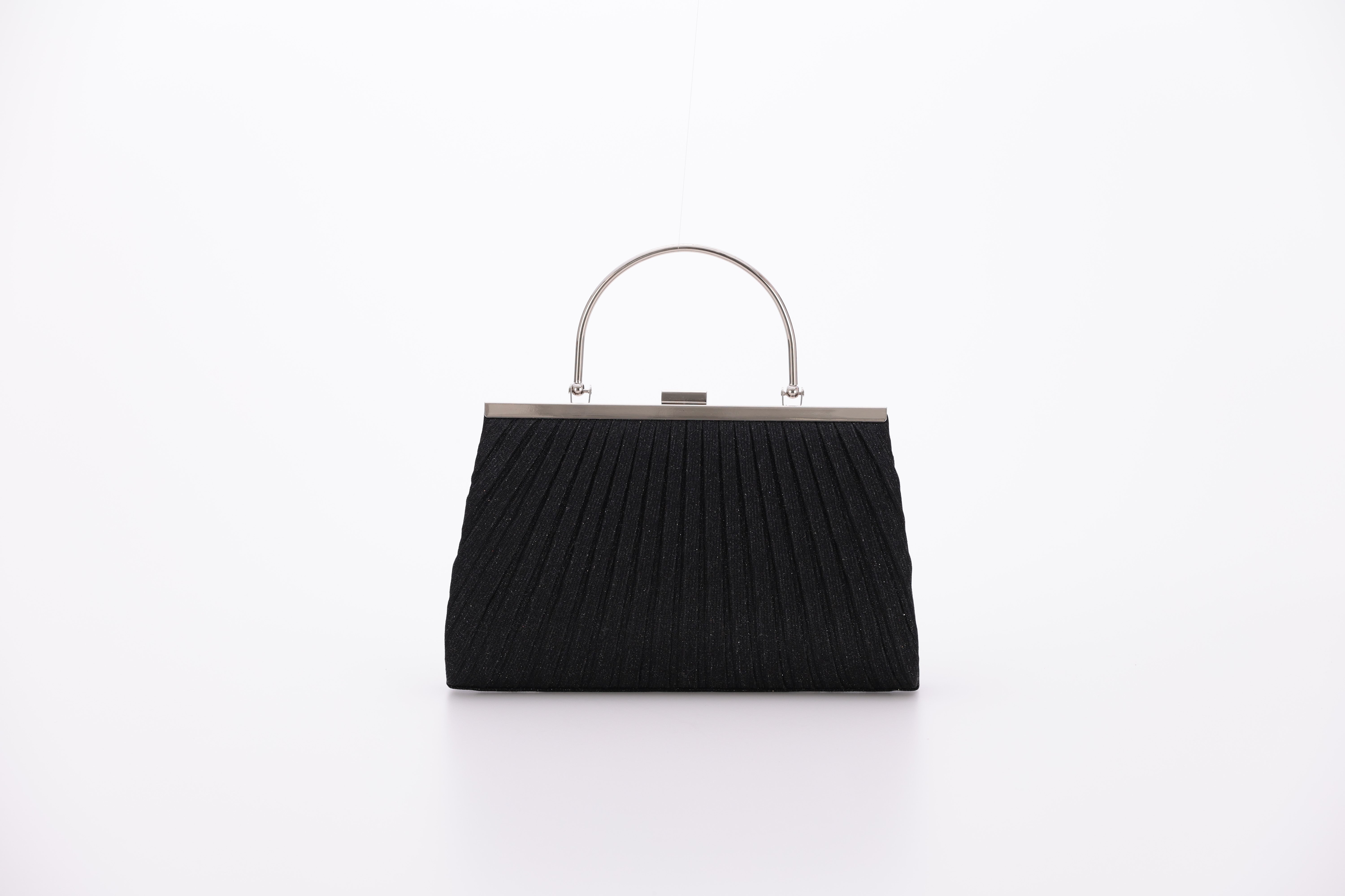 [レンタル] アートマリー メタルハンドルラメプリーツパーティーバッグ ブラック