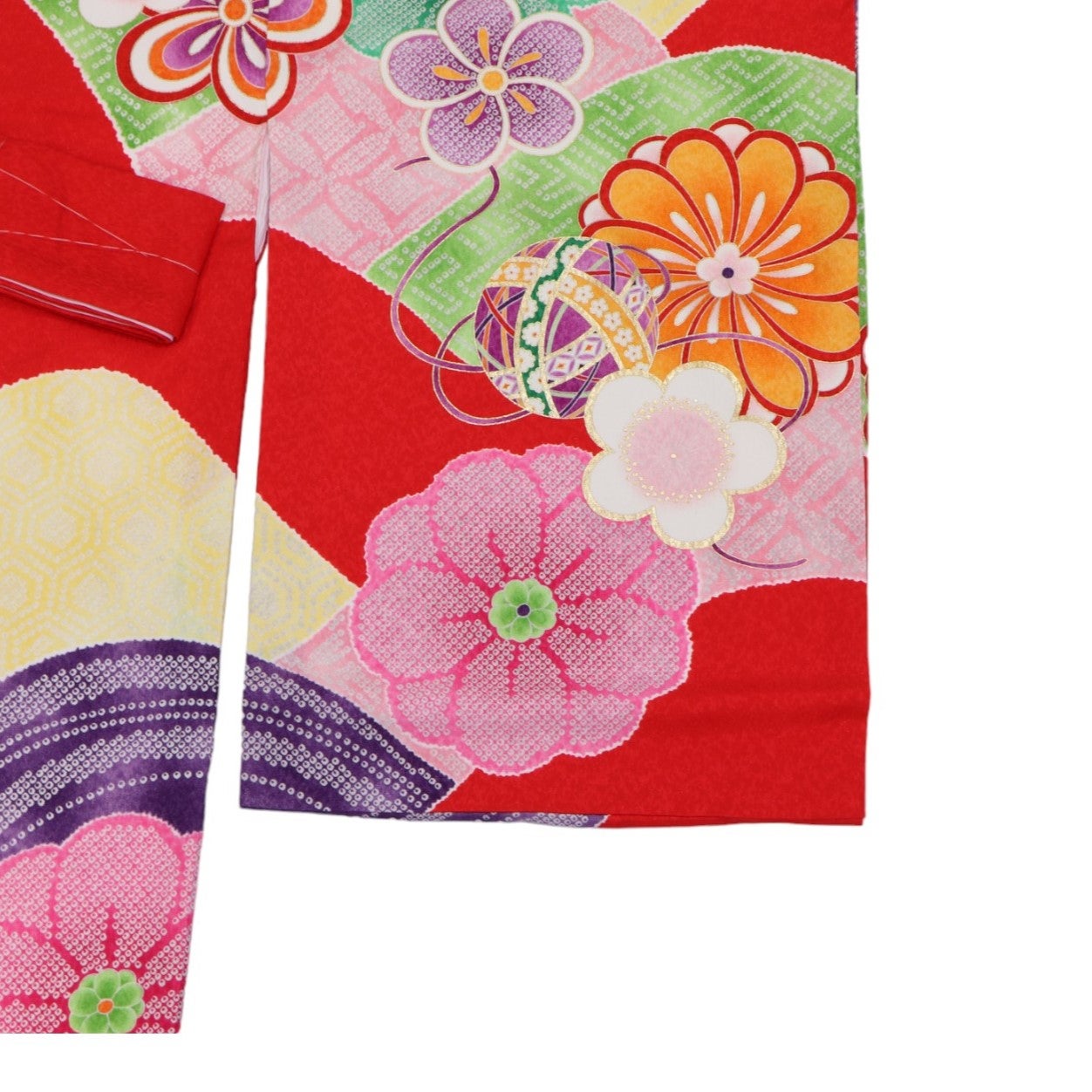 [レンタル] 女の子 お宮参り 産着レンタル6点フルセット 疋田に鞠 赤の宅配レンタル - 2