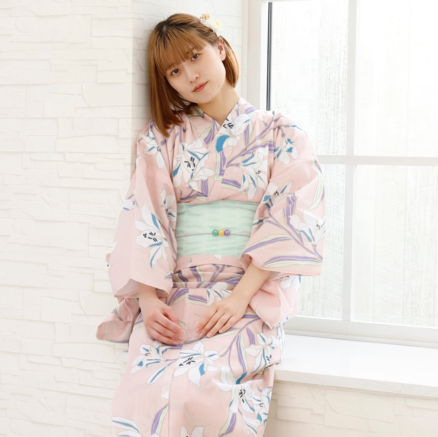 [レンタル] [2025新作]SION レディース浴衣 百合 フリーサイズ