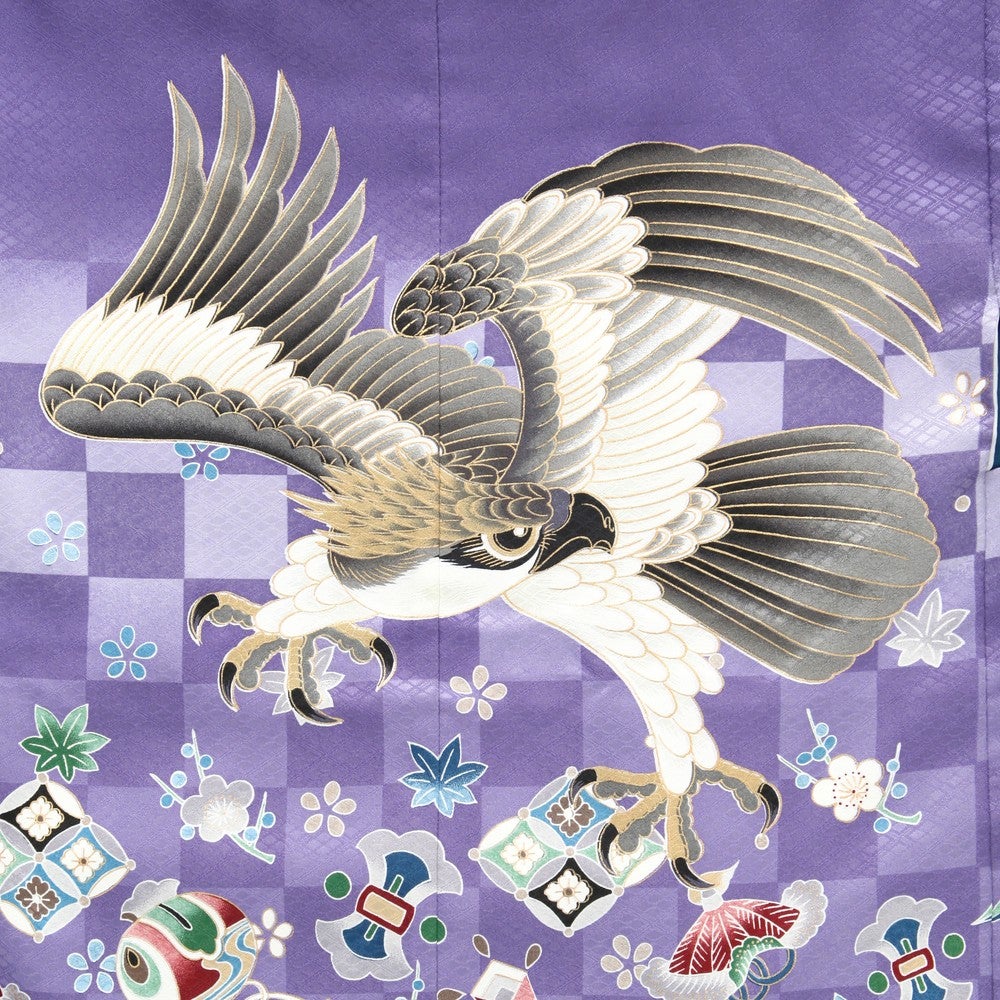 [レンタル] 七五三/節句 袴セット 5歳男の子 交織 絵羽 四ツ身 選べる5色 (グレー / 白 / 黒 / 青 / 紫)の宅配レンタル - 18