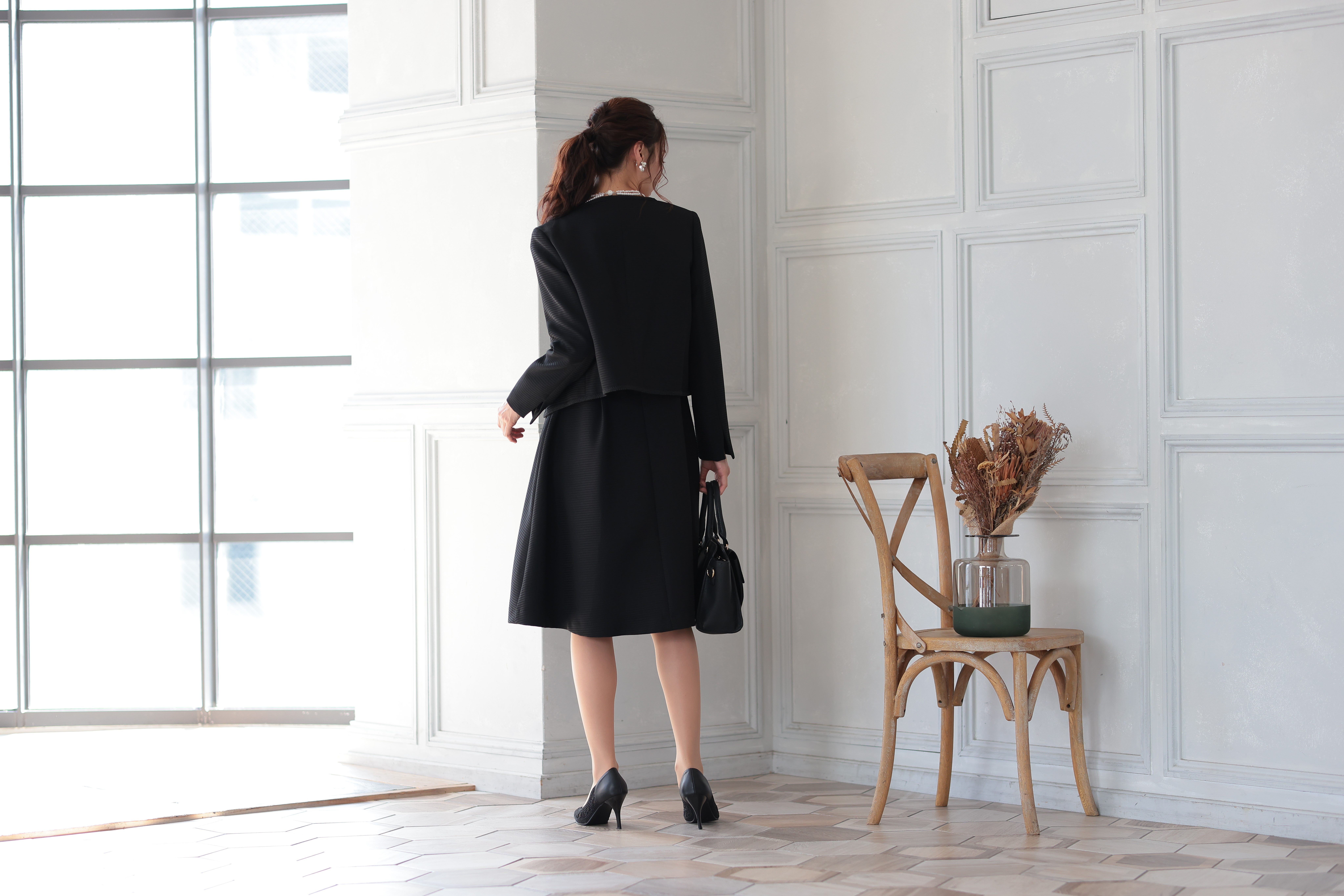 [レンタル] アートマリー レース×ピケツイード調アンサンブルスーツ【2点セット】ブラックの宅配レンタル - 3