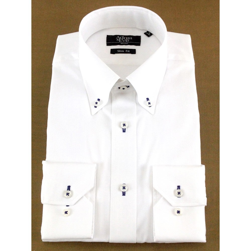 [レンタル] アダム＆イブ メンズワイシャツ 長袖 白 無地 (Mサイズ / Lサイズ / LLサイズ) ホワイト Lサイズ