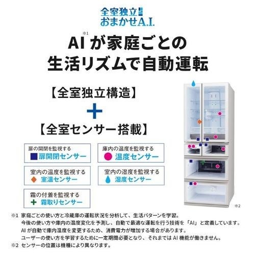[レンタル] [700L][ファミリー向け][観音開き]三菱電機 MR-WXD70M 冷凍冷蔵庫 - 9