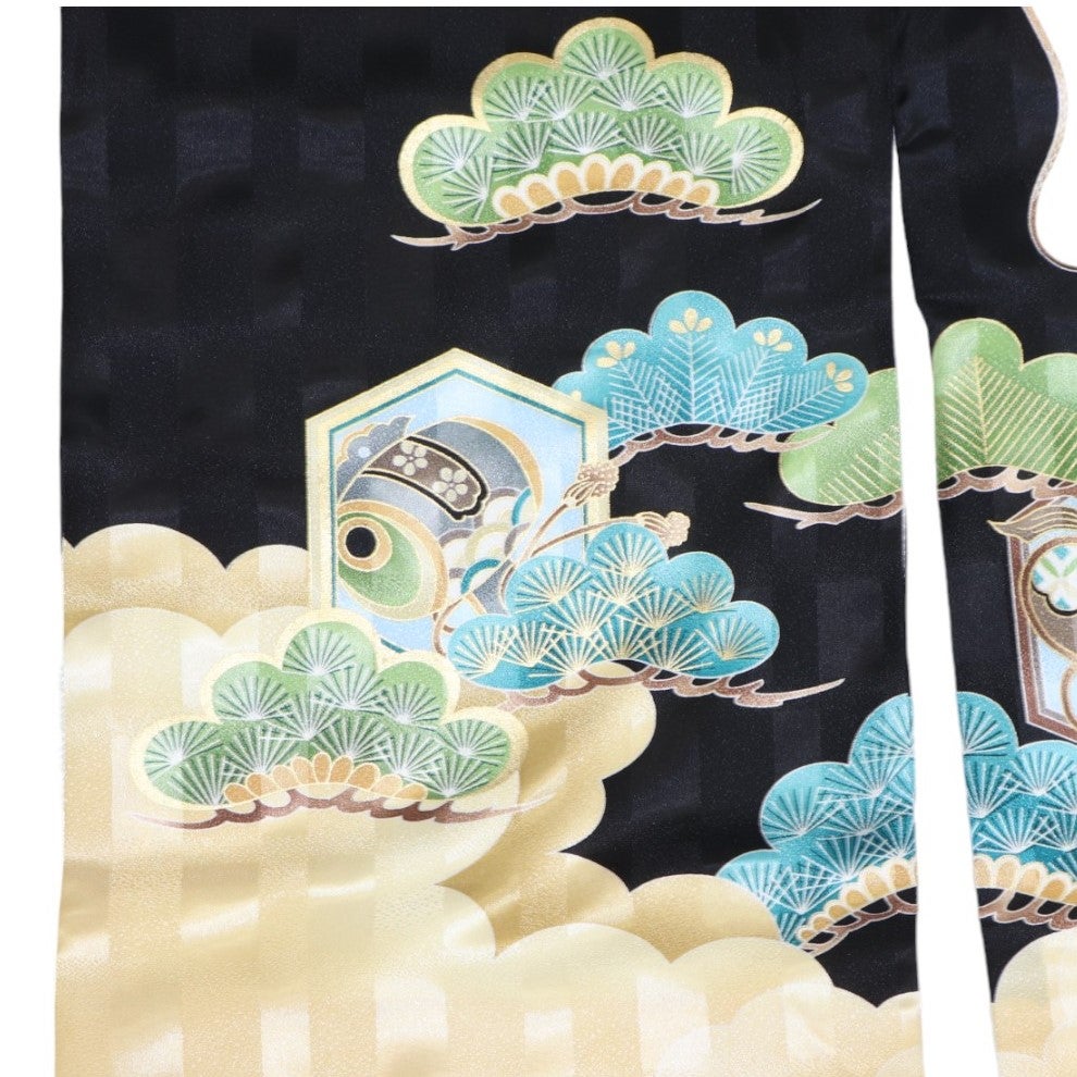 [レンタル] 男の子 お宮参り 産着レンタル6点フルセット 龍につづみ 黒（松）の宅配レンタル - 3