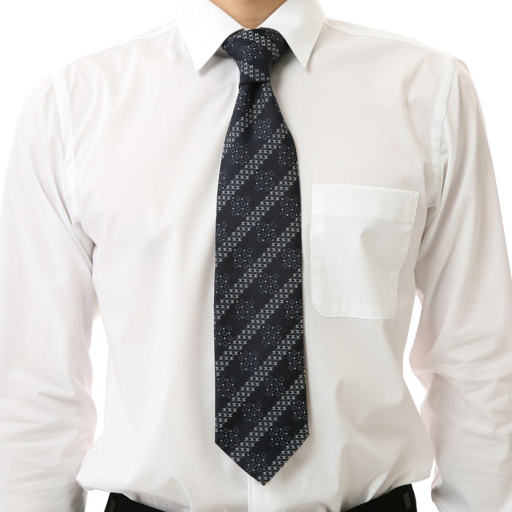 [レンタル] シャネル メンズネクタイ シルク ブルー/ネイビー 花柄 ネイビー