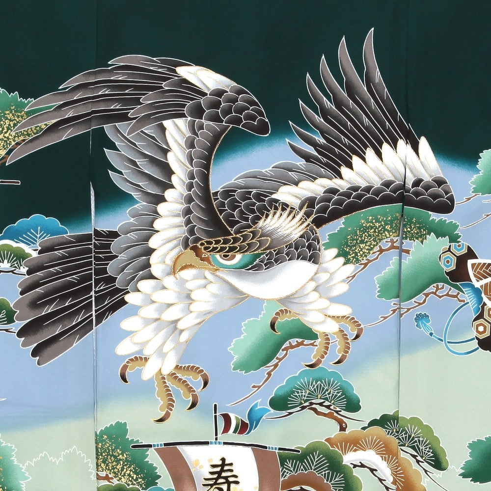 [レンタル] 男の子 お宮参り 産着レンタル6点フルセット 正絹 飛鷹 宝船の宅配レンタル - 3