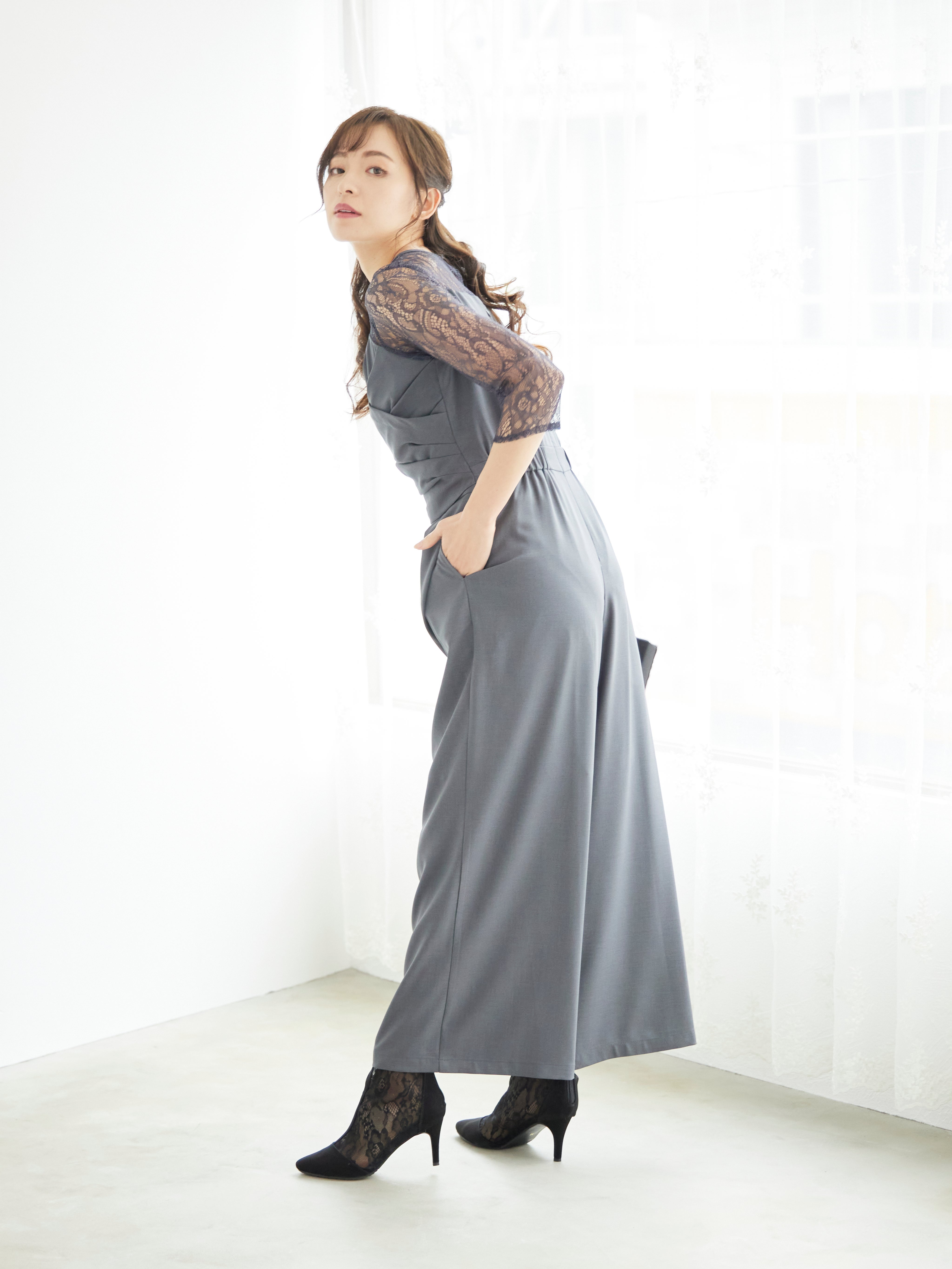 [レンタル] BELINDA DE CAPRIS クロスデザイン オールインワン パンツドレス グレーの宅配レンタル - 9