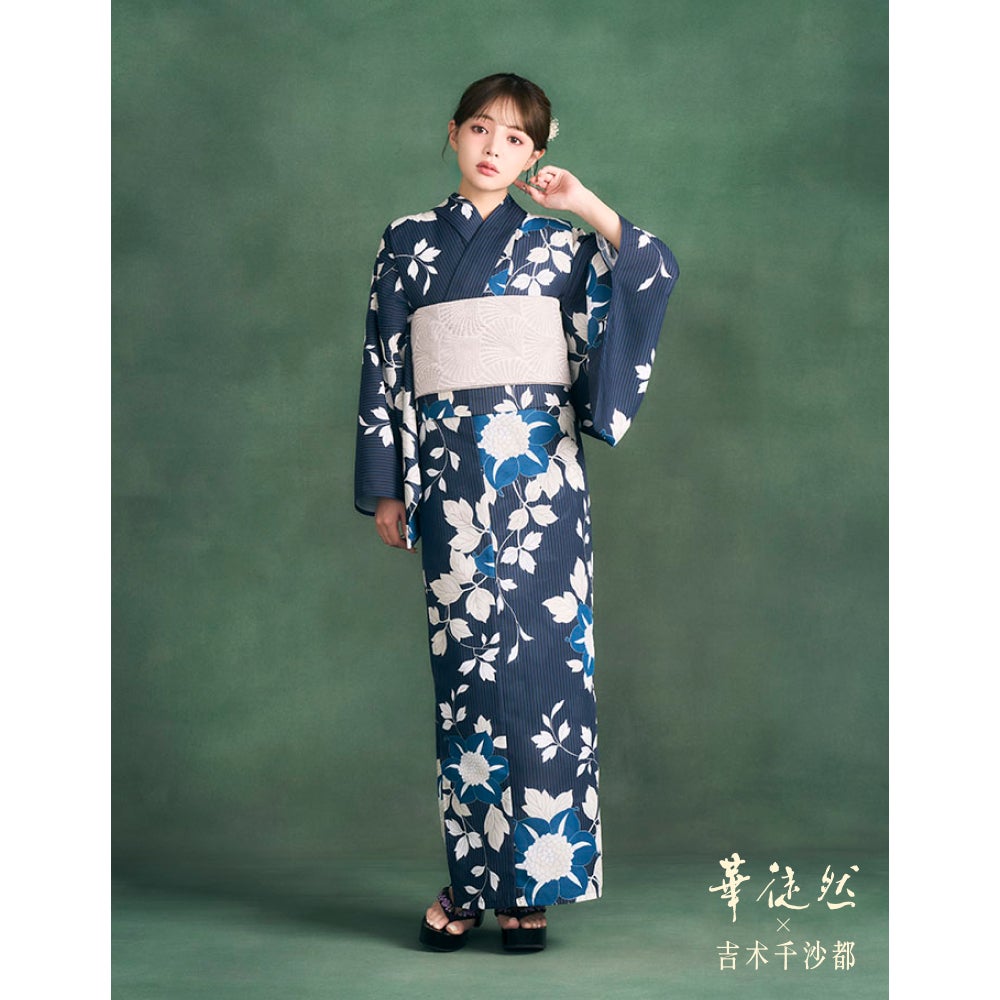 [レンタル] [2025新作]京都丸紅 華徒然×吉木千沙都 レディース浴衣 フルセット 鉄線 フリーサイズ