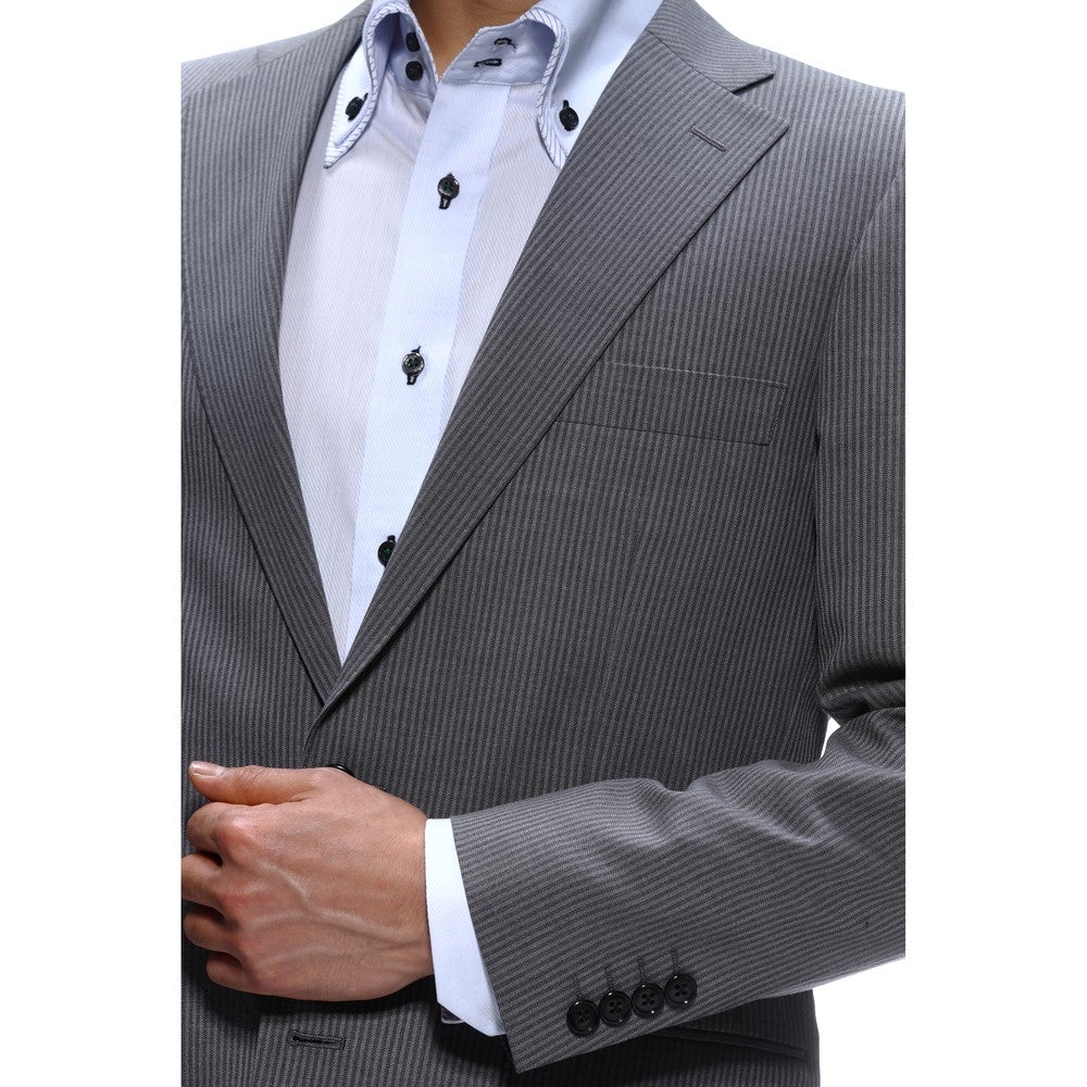 [レンタル] ダーバン ストライプ メンズスーツ2点セット(ジャケット+パンツ) グレーの宅配レンタル - 4