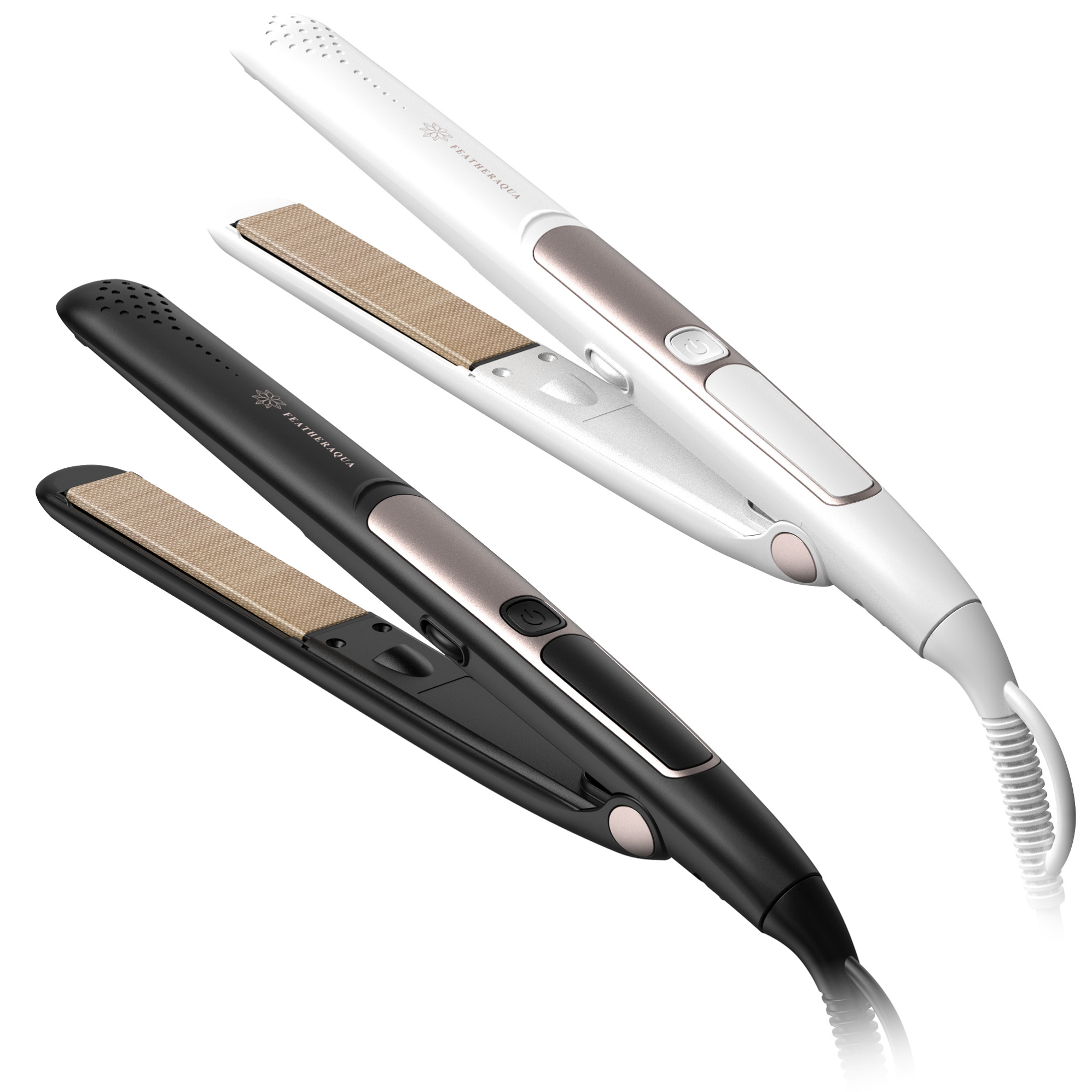 FEATHERAQUA ストレートヘアアイロン FA-SHI24PWH 斜め ブラック・ホワイト - 3