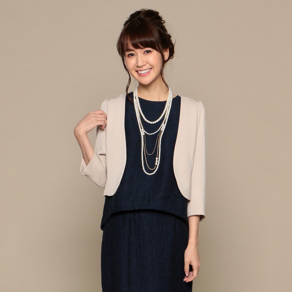 レディース ノーカラー 裾フリル ボレロジャケット