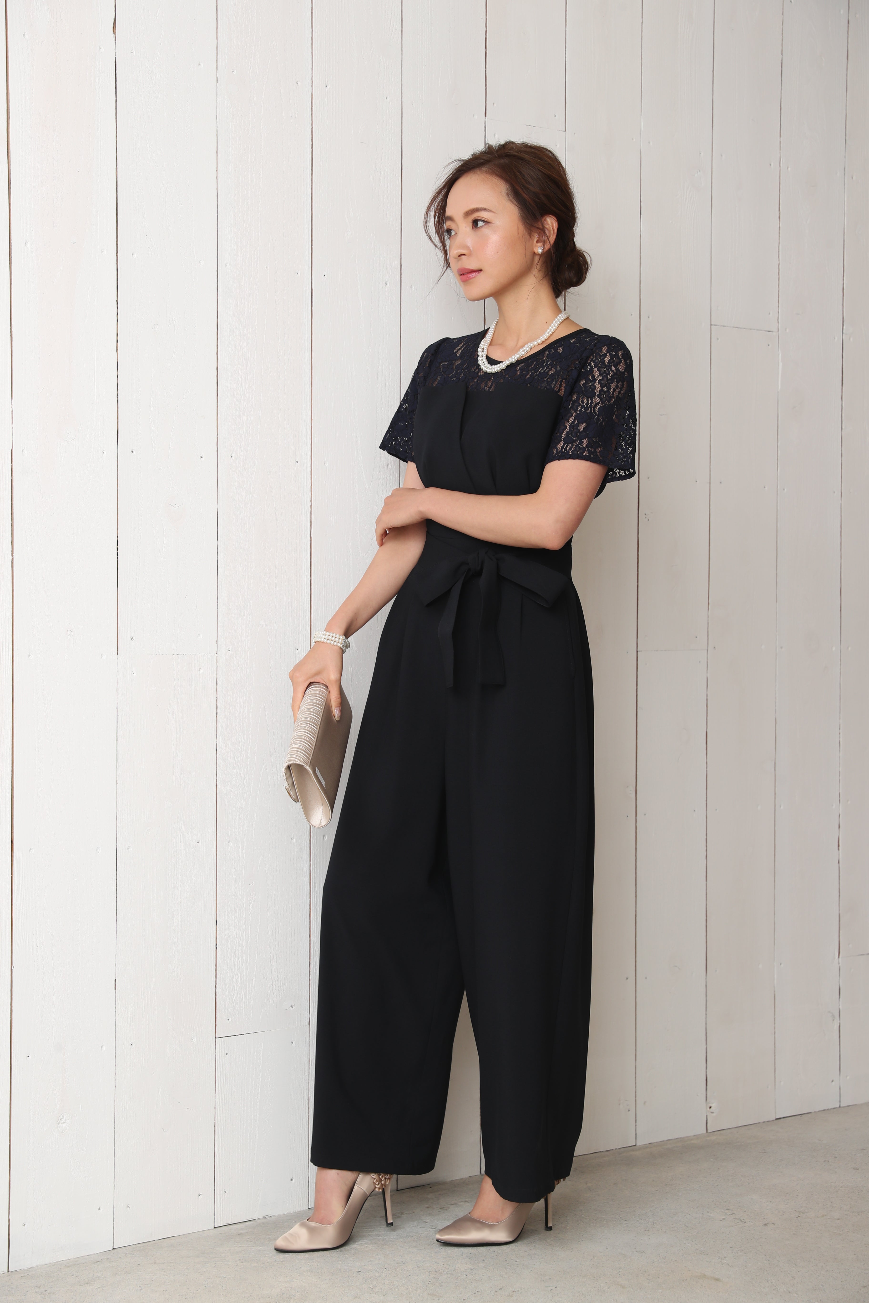 [レンタル] BELINDA DE CAPRIS 袖付きタックテーパード オールインワン パンツドレス ネイビーの宅配レンタル - 9