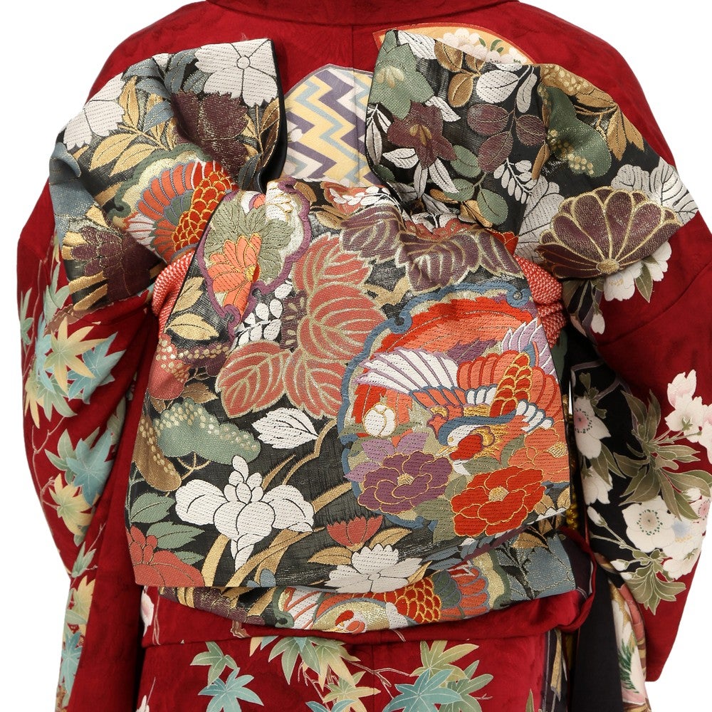 [レンタル] 振袖 大花柄 Mサイズ(レッド×ブラック,レッド) / Lサイズ(ネイビー)の宅配レンタル - 18