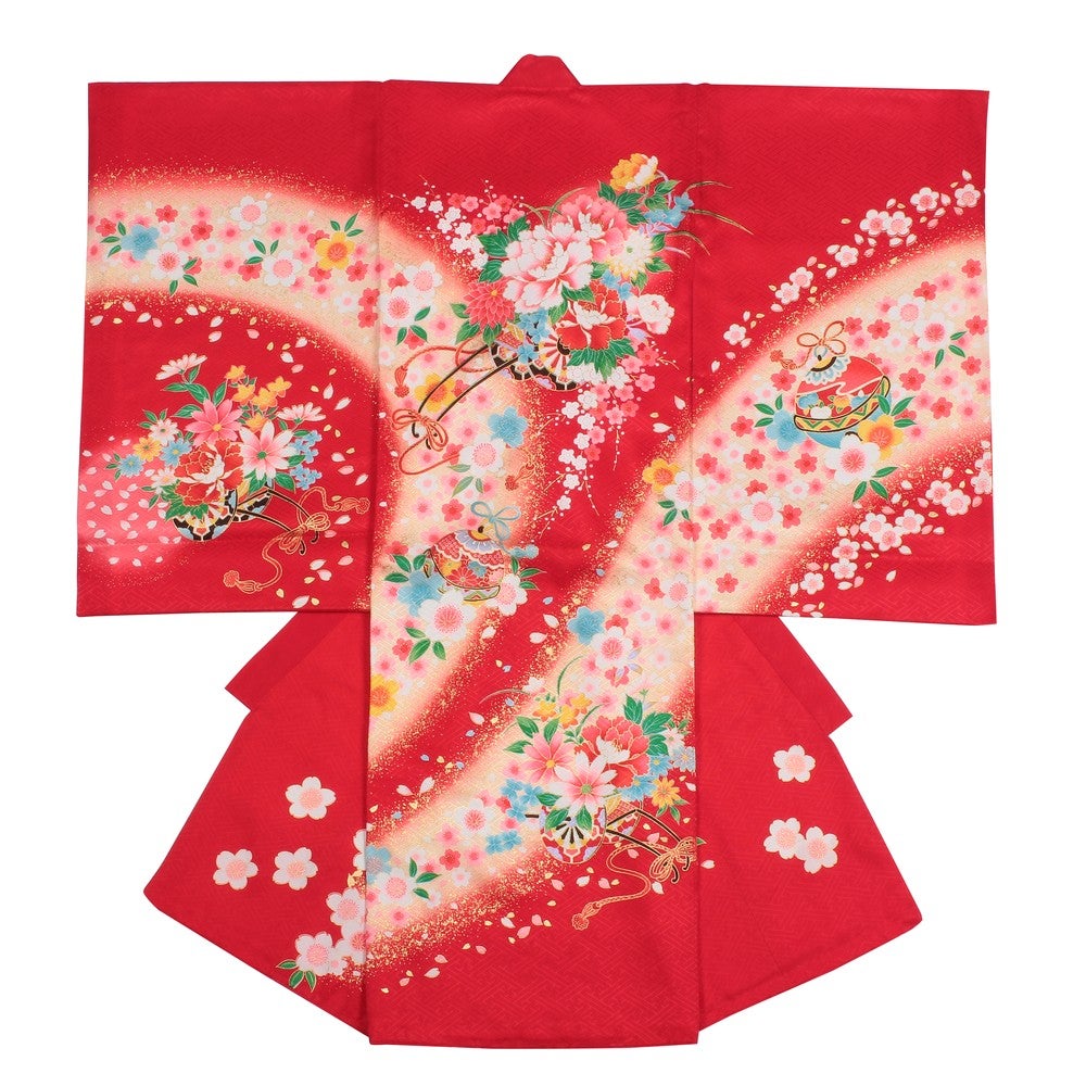 女の子 お宮参り 産着レンタル6点フルセット 正絹 光 御所車