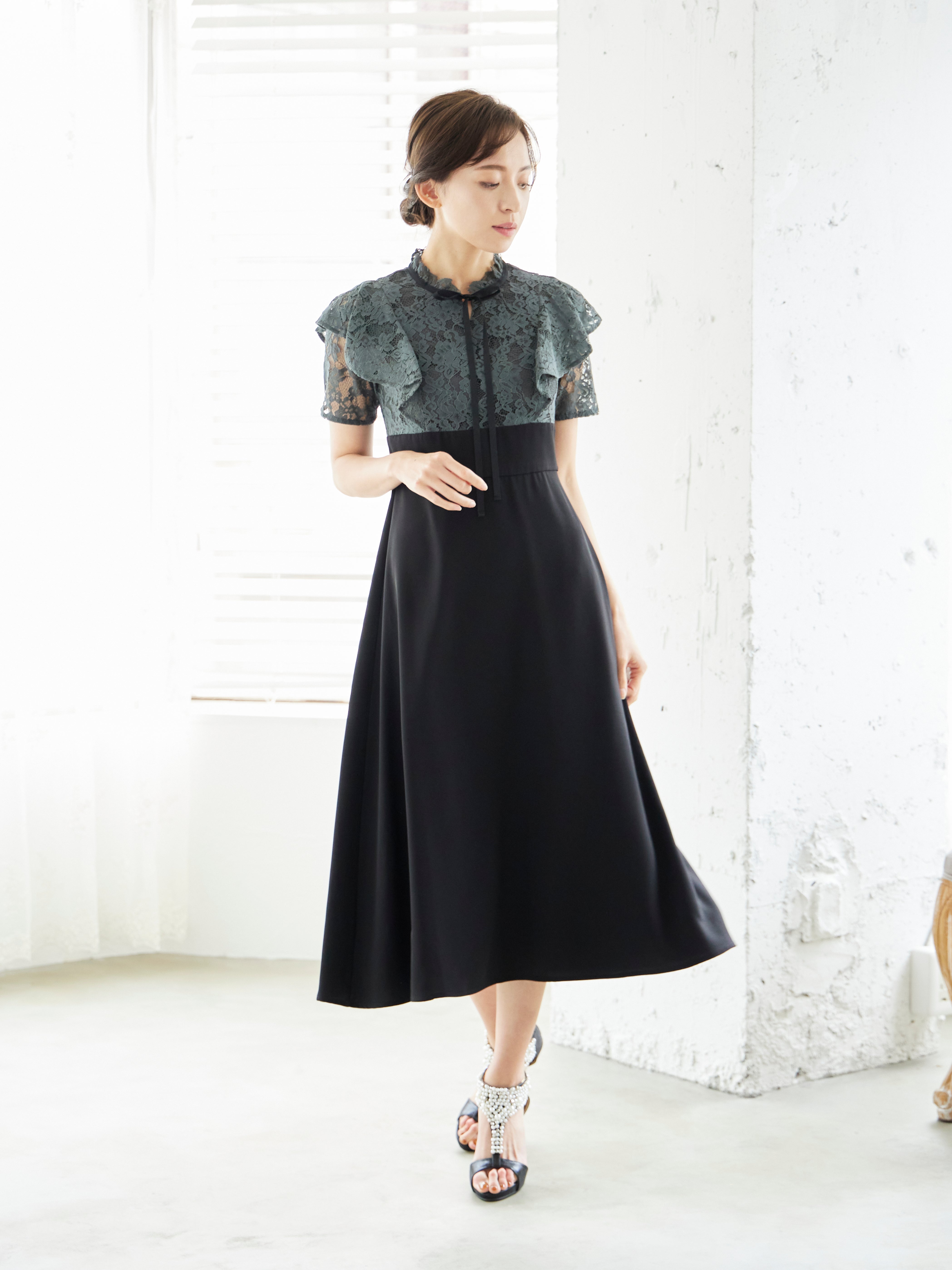 [レンタル] BELINDA DE CAPRIS レース切り替え タイトワンピースドレス グレーの宅配レンタル - 2