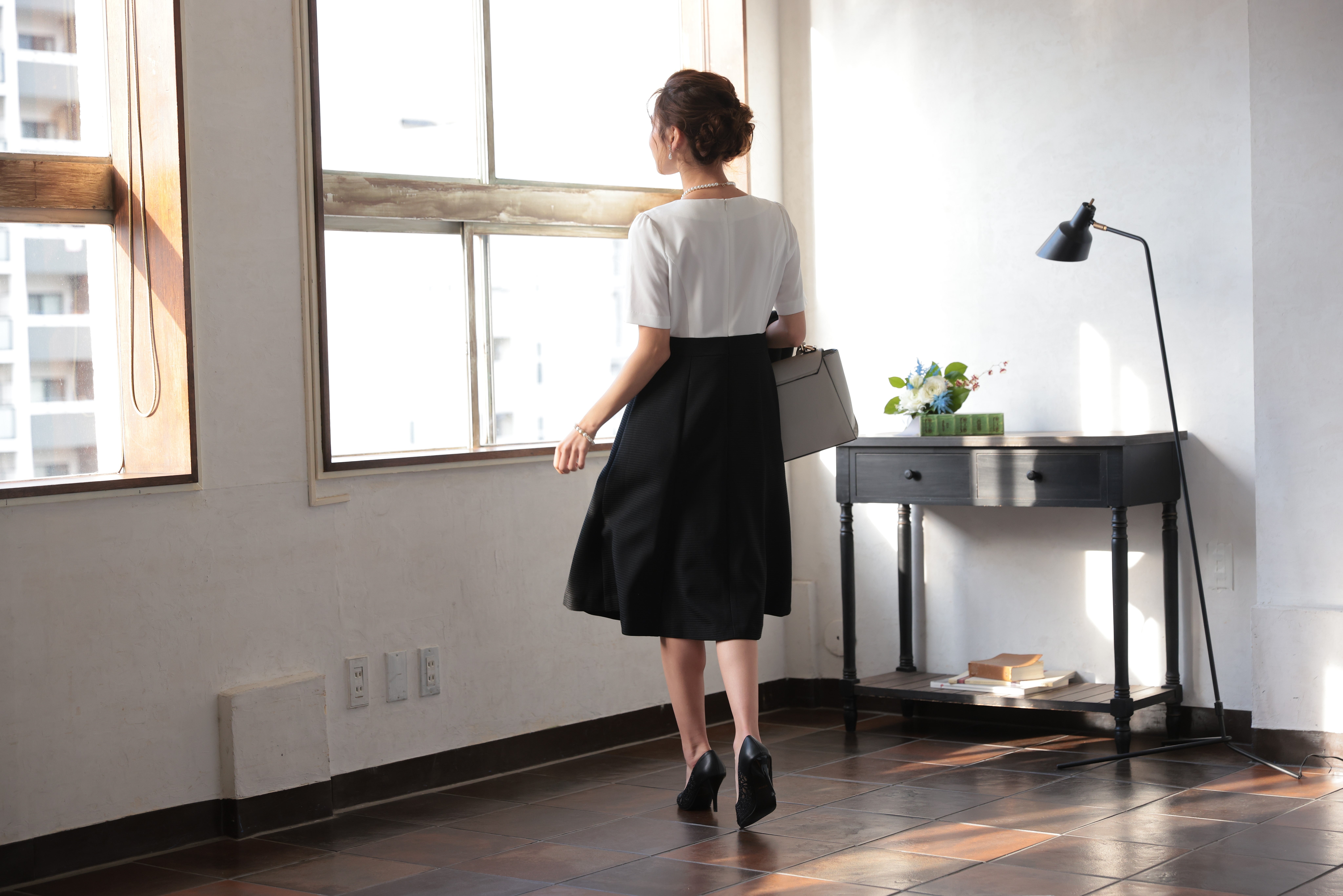 [レンタル] アートマリー ピケツイード調アンサンブルスーツ【2点セット】ブラックの宅配レンタル - 10