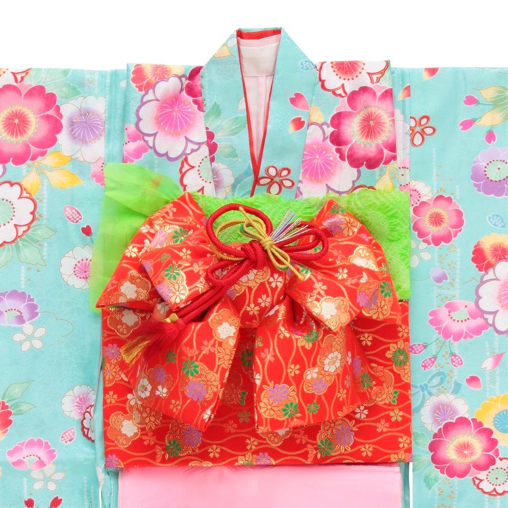 七五三/節句 着物セット 7歳女の子 満開牡丹 ふんわり