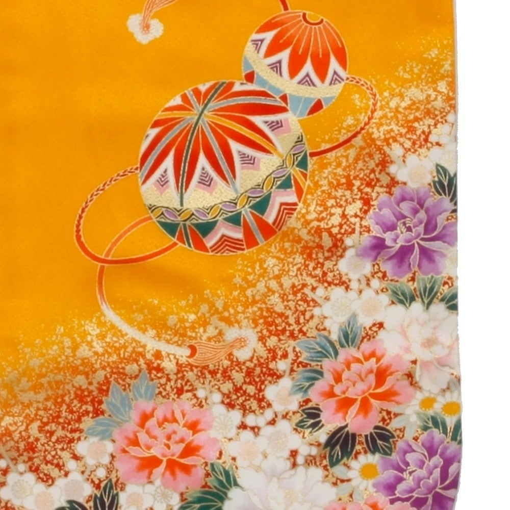 [レンタル] 七五三/節句 被布セット 3歳女の子 被布セット 牡丹柄 花々の宅配レンタル - 3