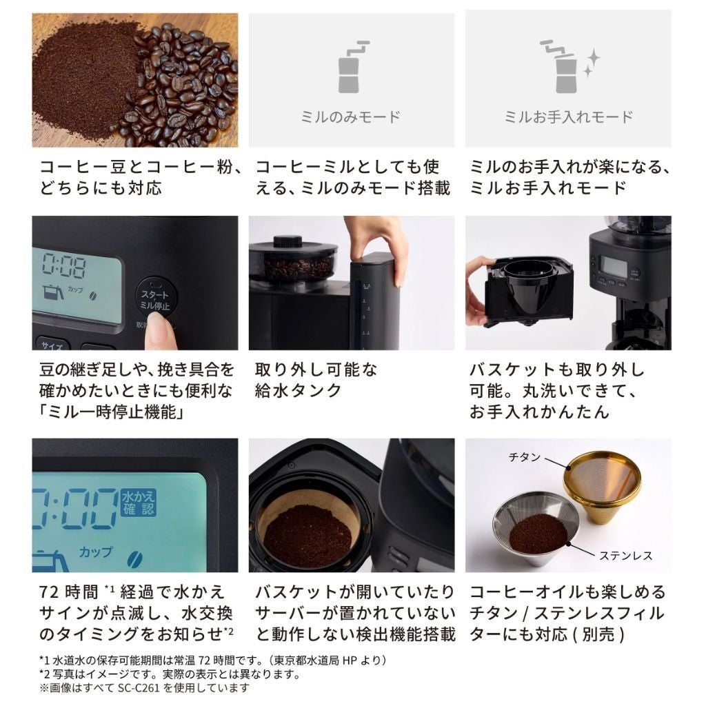 [レンタル] シロカ(siroca) コーン式全自動コーヒーメーカー「カフェばこPRO」SC-C281 - 9