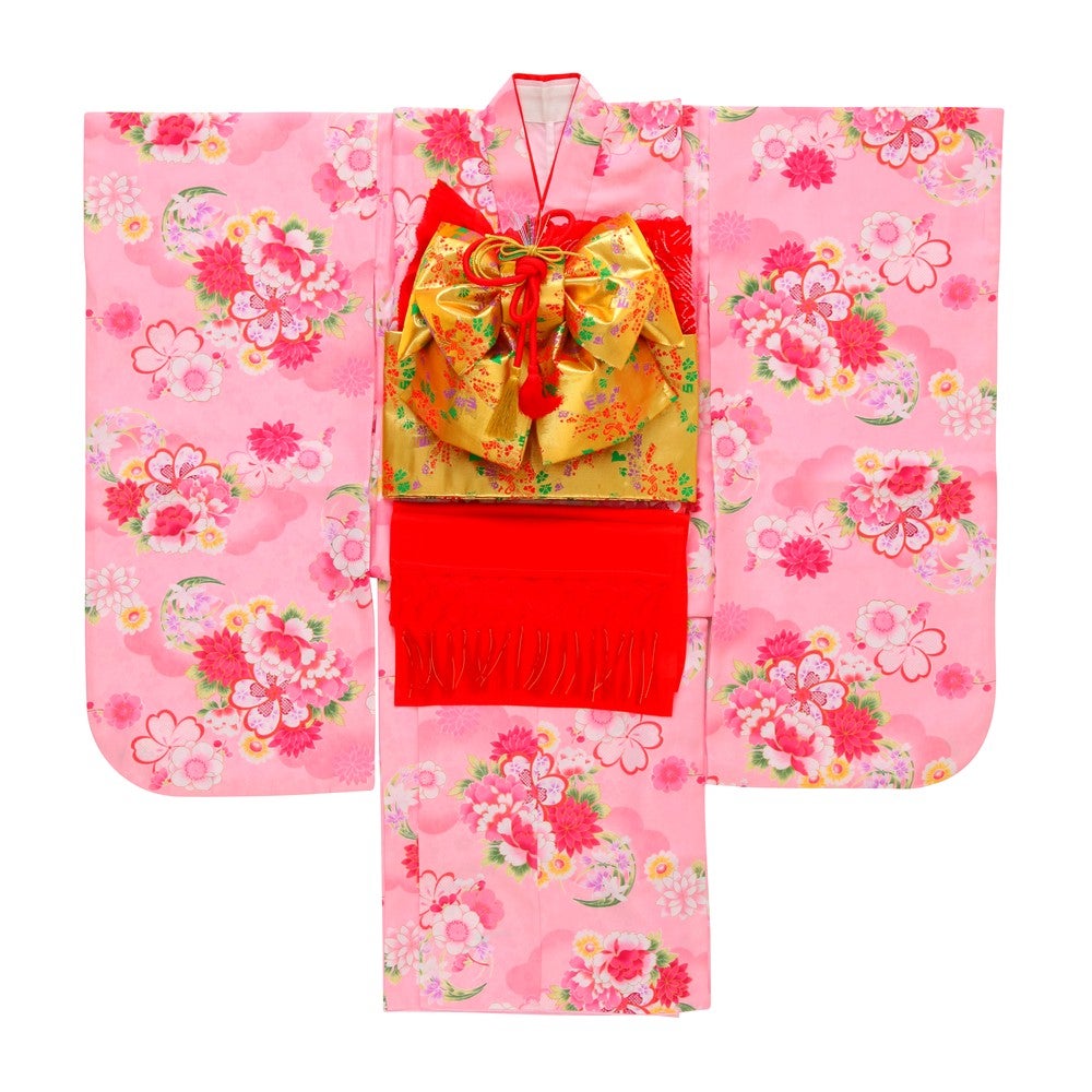 [レンタル] 七五三/節句 着物セット 7歳女の子 可憐な牡丹柄の宅配レンタル - 4