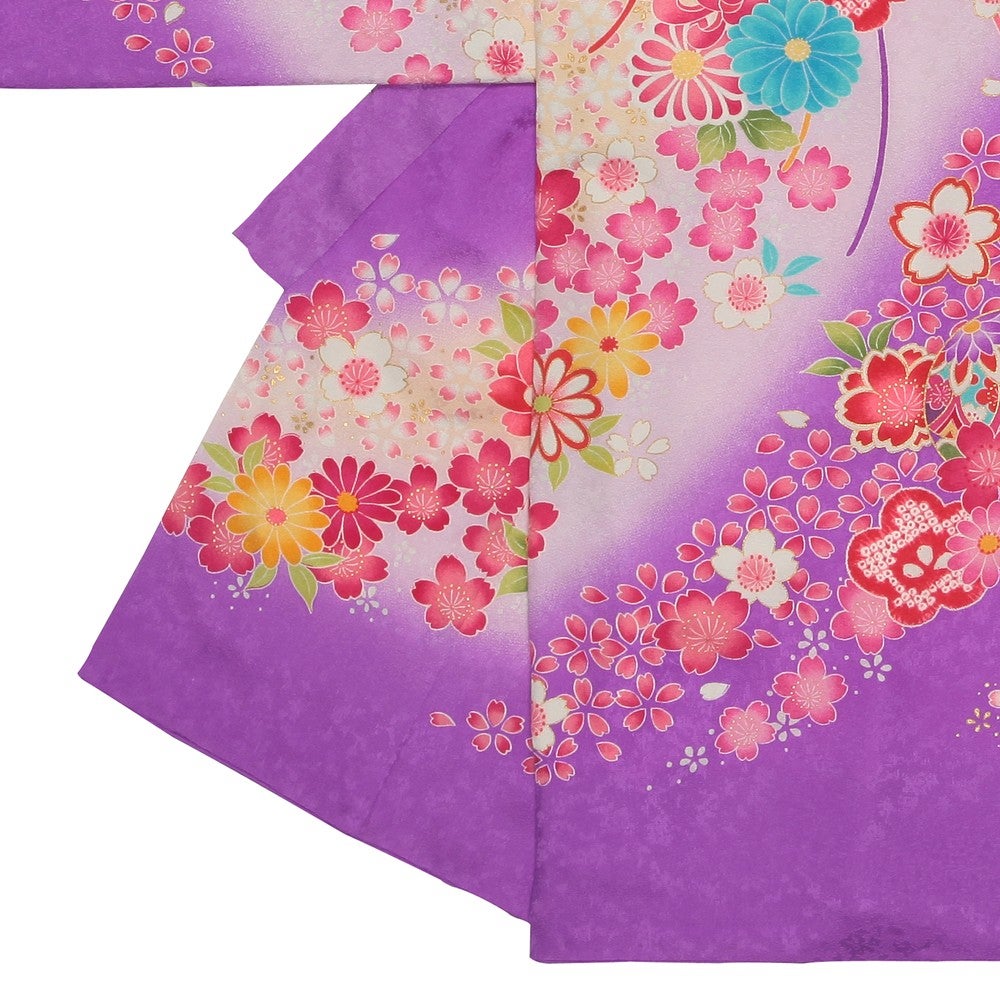 [レンタル] 女の子 お宮参り 産着レンタル6点フルセット 正絹 花々 毬の宅配レンタル - 2