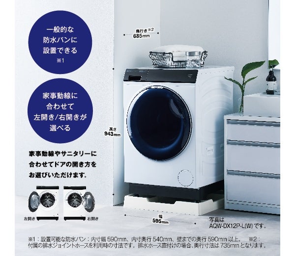 [レンタル] アクア 【右開き】ドラム式洗濯乾燥機 洗濯12kg/乾燥6kg AQW-DX12P - 9